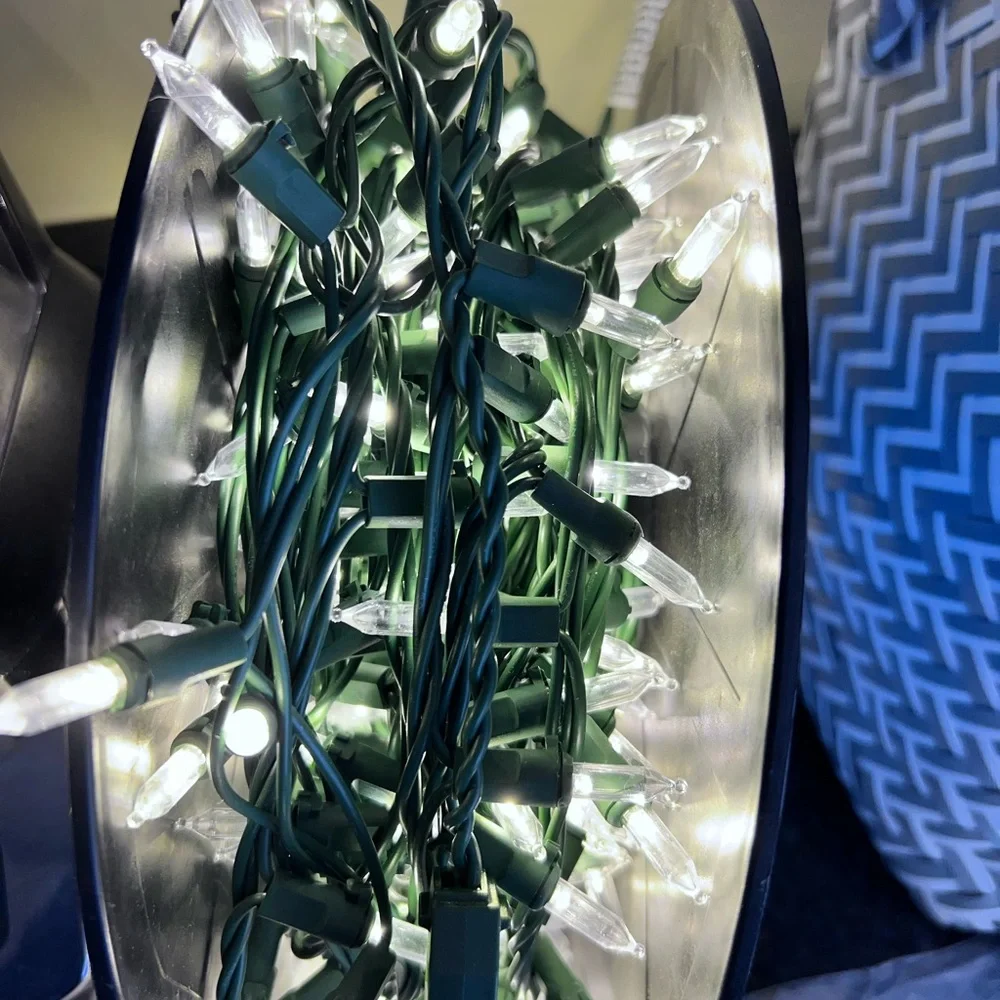 A Reel Of LED HOLIDAY LIGHTS Warm White LED Dome Lights Used Once Like New